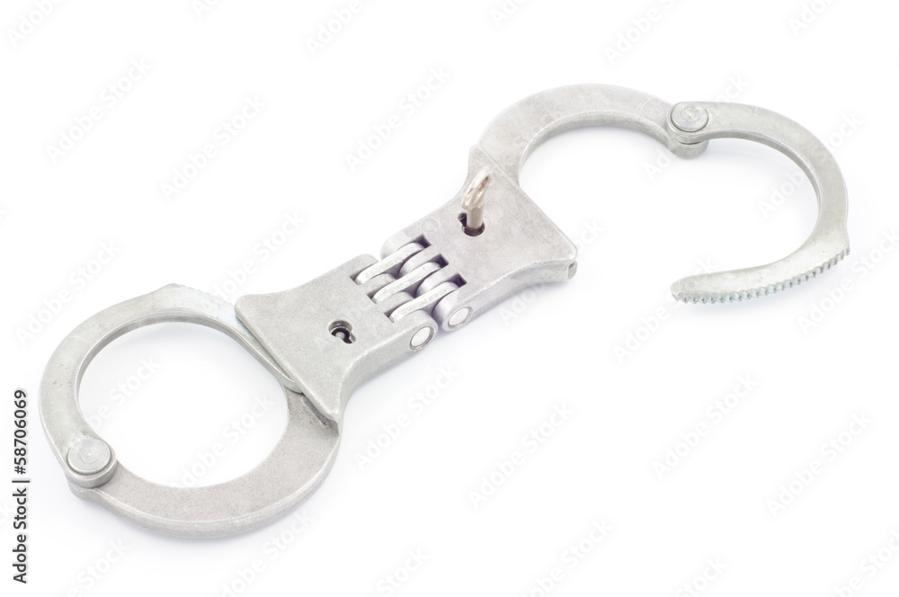 Handcuffs on a white background Handcuffs on a white background