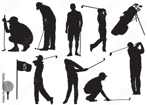 Vector golf players silhouette