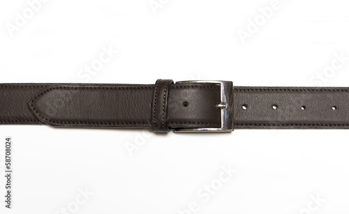 Fastened brown leather belt