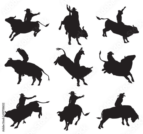 rodeo on bulls silhouette