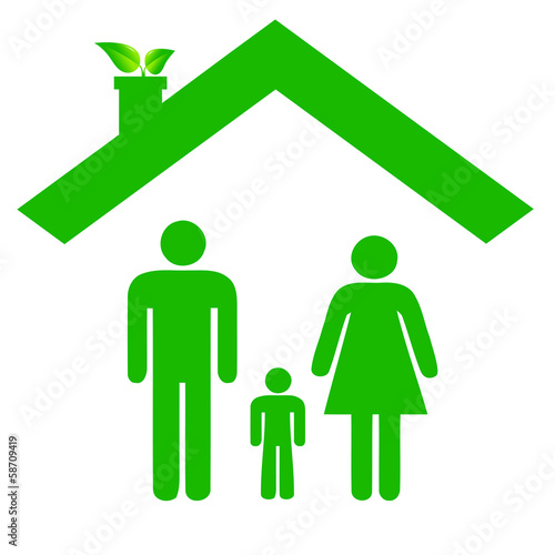 Family in ecologic house