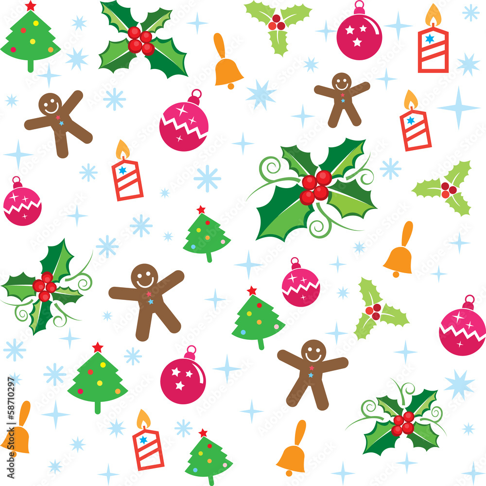 Colorful christmas elements pattern, vector format