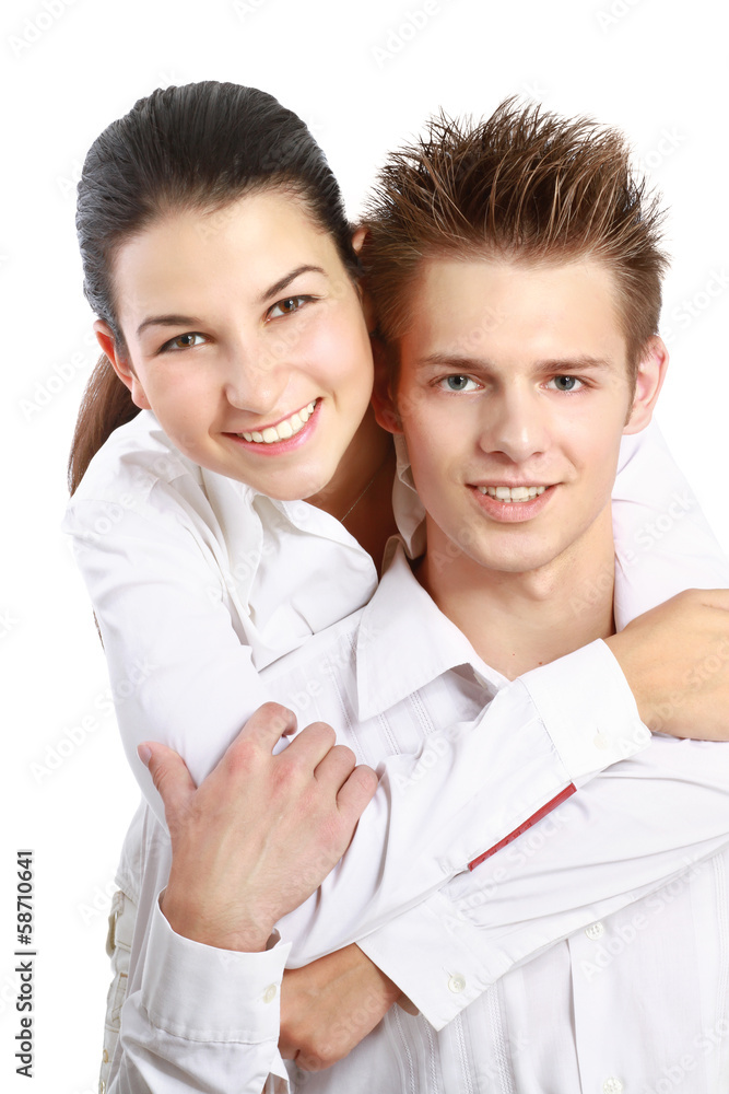 Portrait of a beautiful young happy smiling couple - isolated Portrait of a beautiful young happy smiling couple - isolated