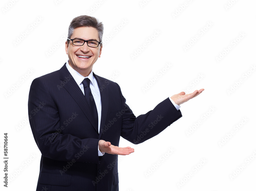 Businessman presenting copyspace. Businessman presenting copyspace.