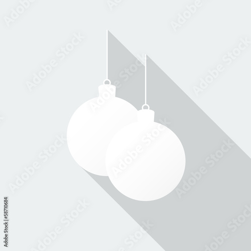 Christmas balls icon with long shadow on snow-white background