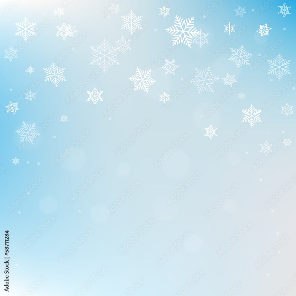 Fototapeta premium Falling snowflakes in the sky
