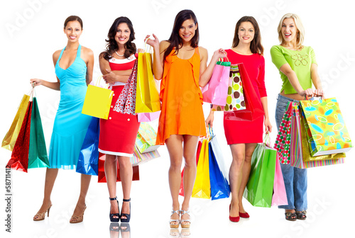 Women with shopping bags. #58711412