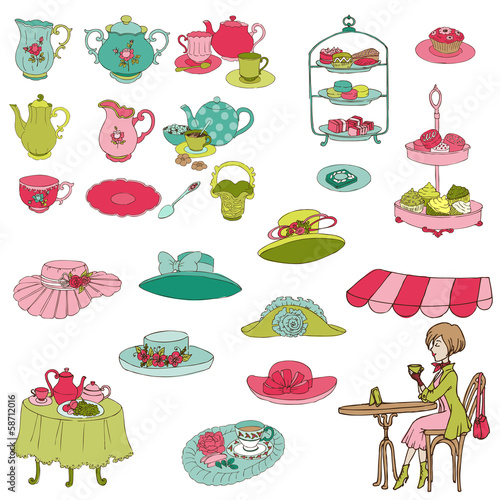 English Tea Party Set - for design, scrapbook, photo booth
