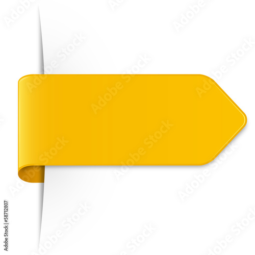 Gelber langer Sticker Pfeil mit Schatten und Textfreiraum