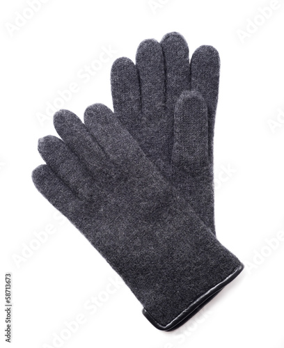 men's woolen gloves on a white background
