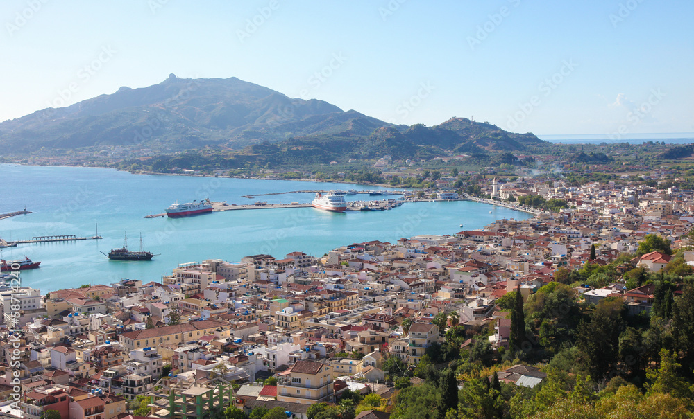 View on the capital of Zakynthos, a famous Greek island