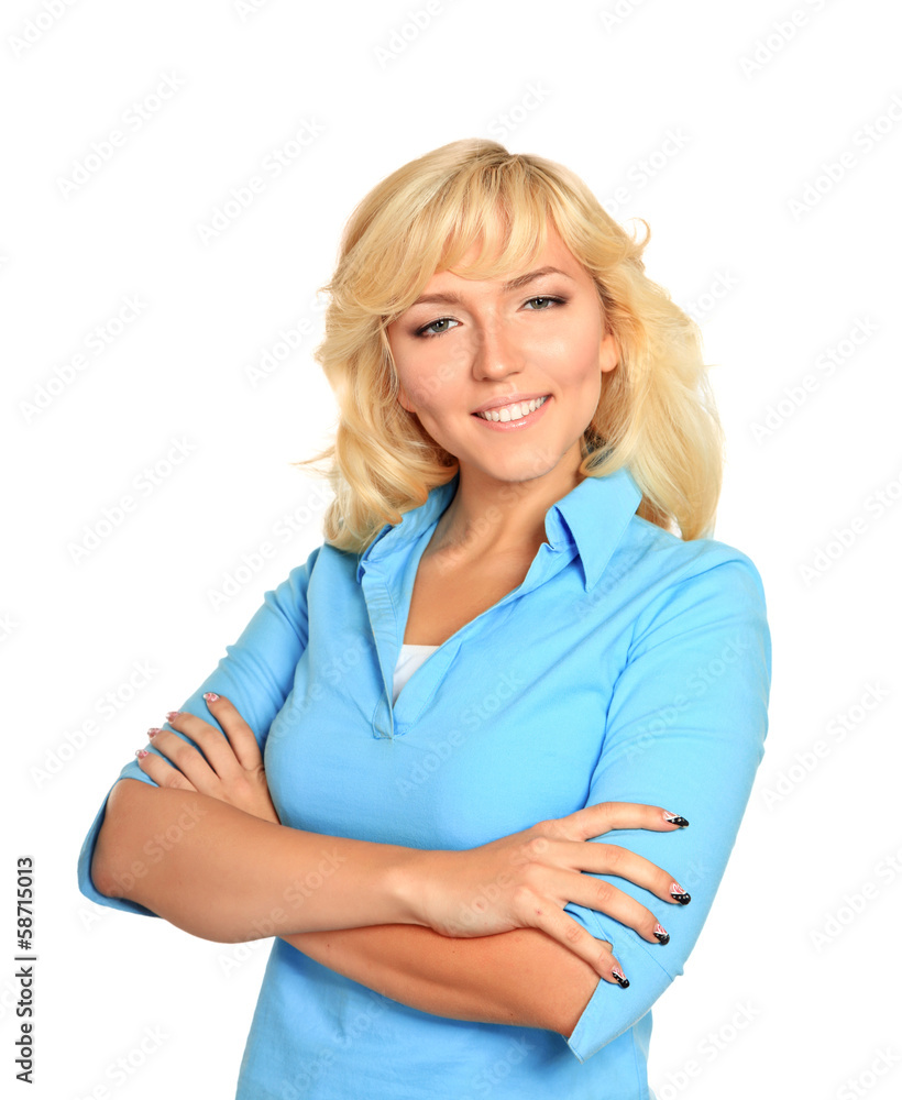 Young woman standing with folded arms Young woman standing with folded arms