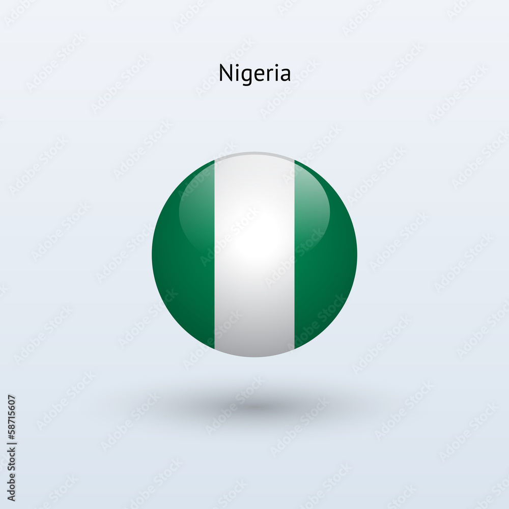 Nigeria round flag. Vector illustration. Nigeria round flag. Vector illustration.