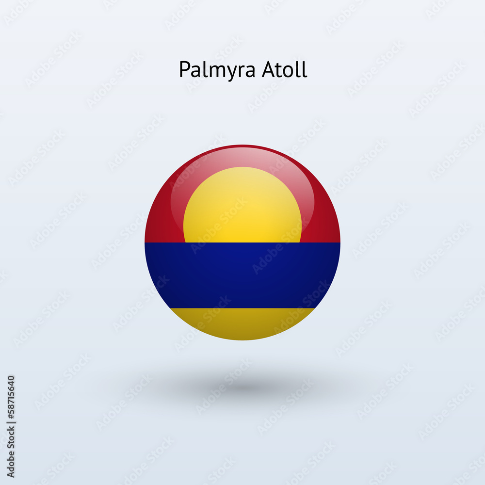 Palmyra Atoll round flag. Vector illustration. Palmyra Atoll round flag. Vector illustration.