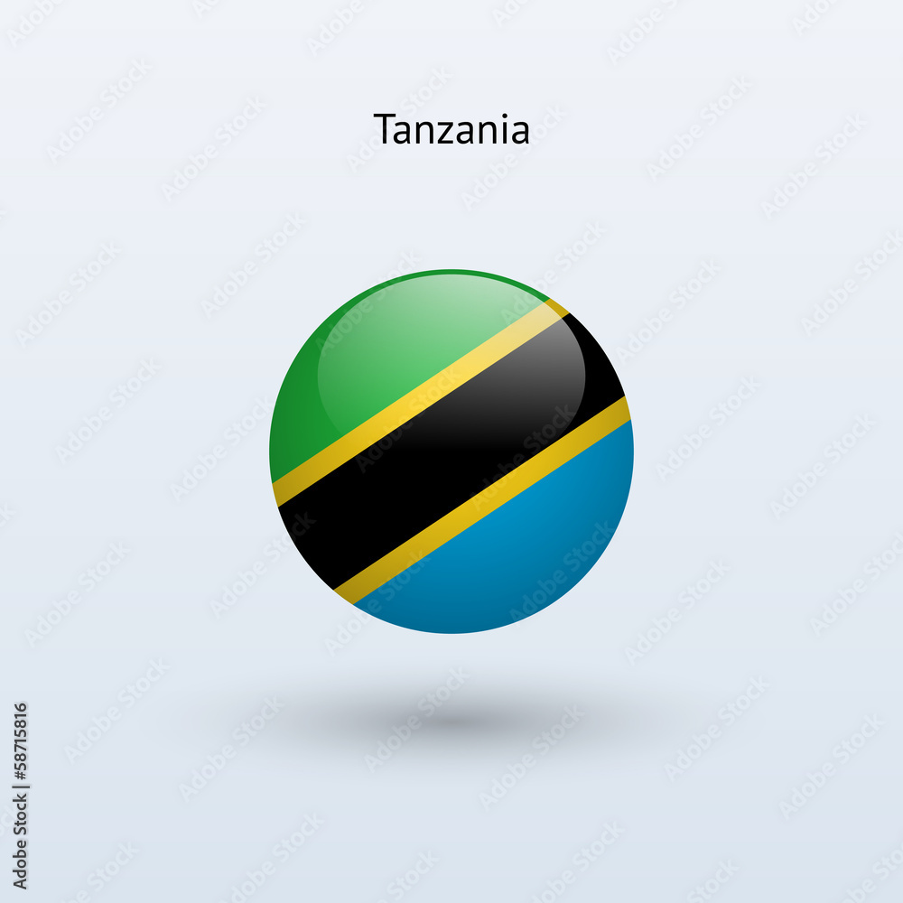 Tanzania round flag. Vector illustration.