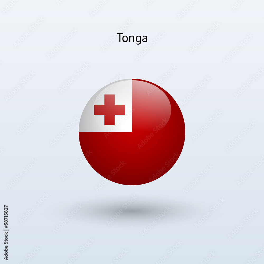 Tonga round flag. Vector illustration. Tonga round flag. Vector illustration.