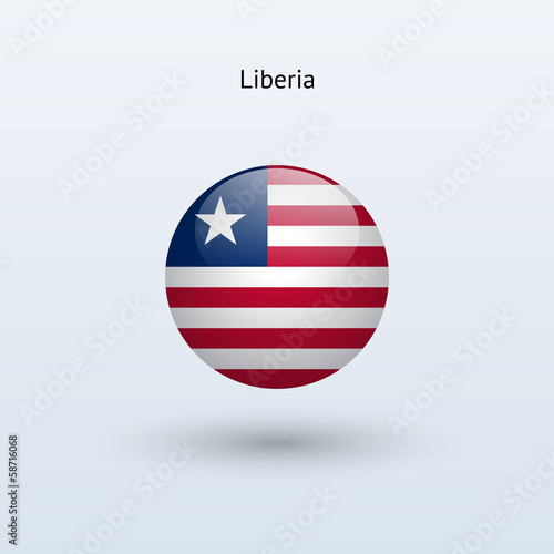 Liberia round flag. Vector illustration.