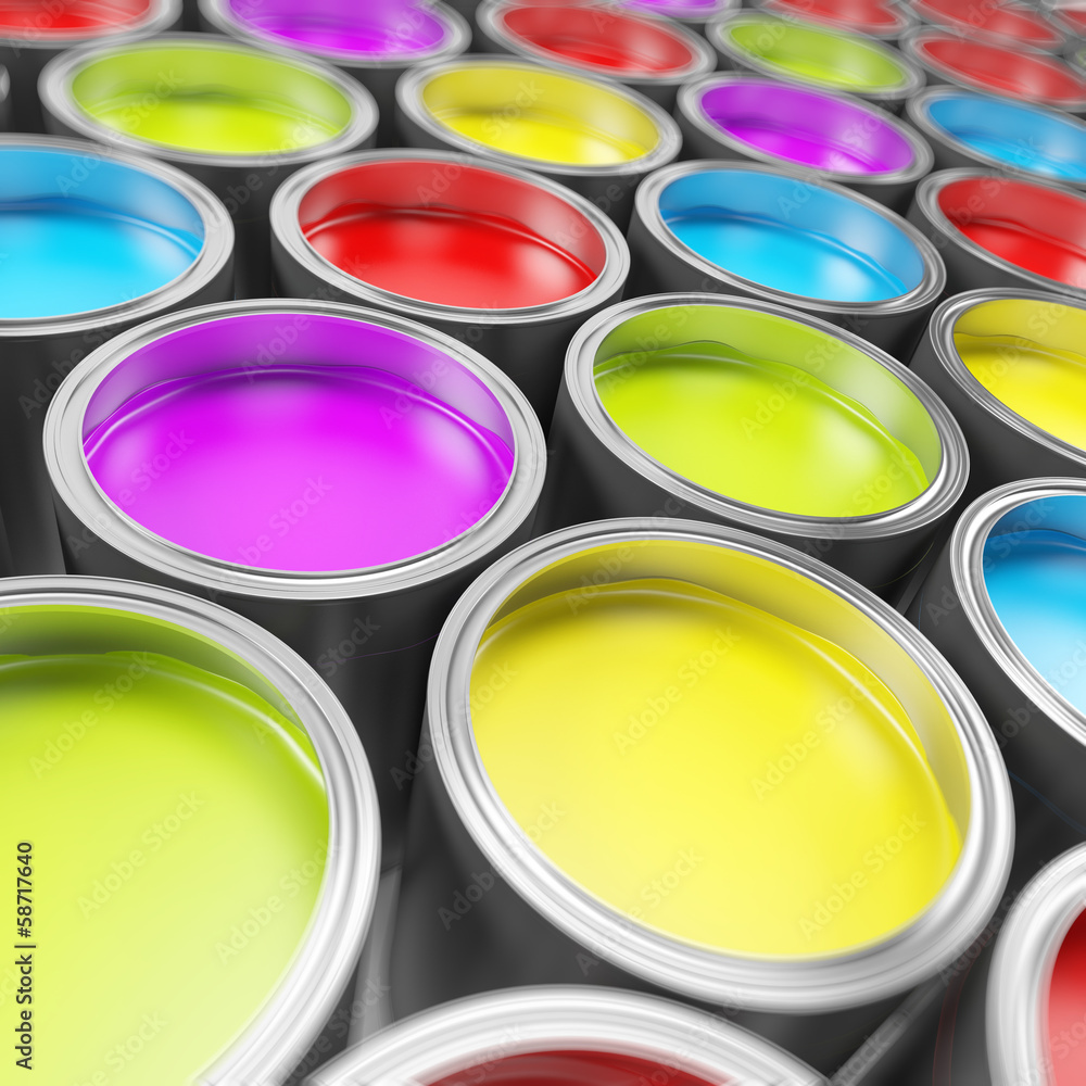 3d rendered illustration of some paint buckets 3d rendered illustration of some paint buckets