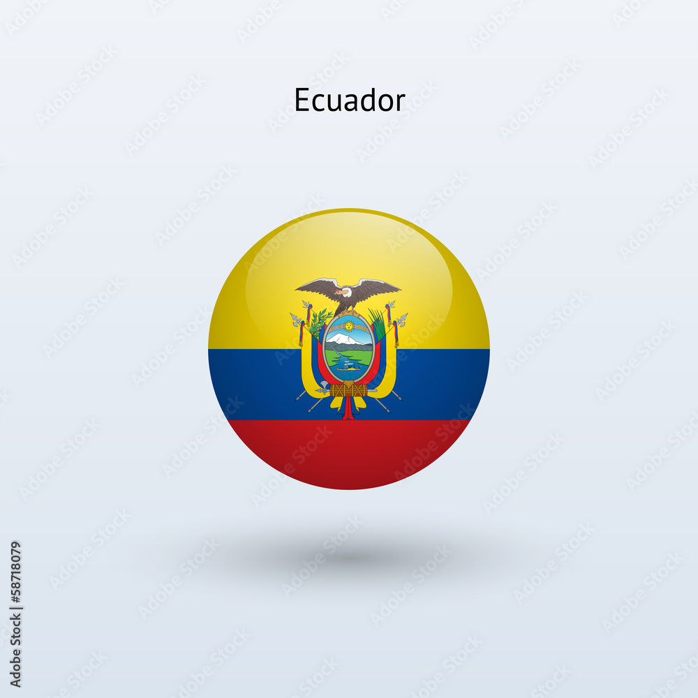 Obraz premium Ecuador round flag. Vector illustration.