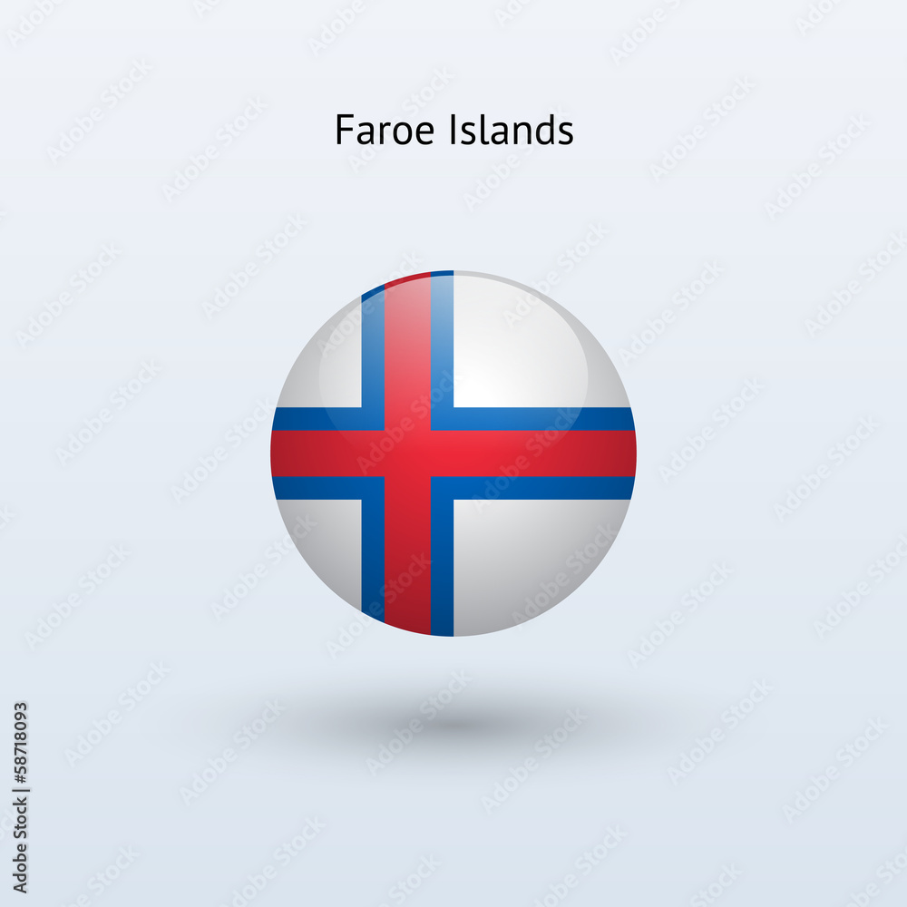 Obraz premium Faroe Islands round flag. Vector illustration.