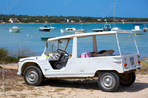 Formentera Estany des Peix with white convertible retro