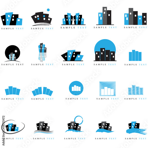 Building Icons Set - Isolated On White Background