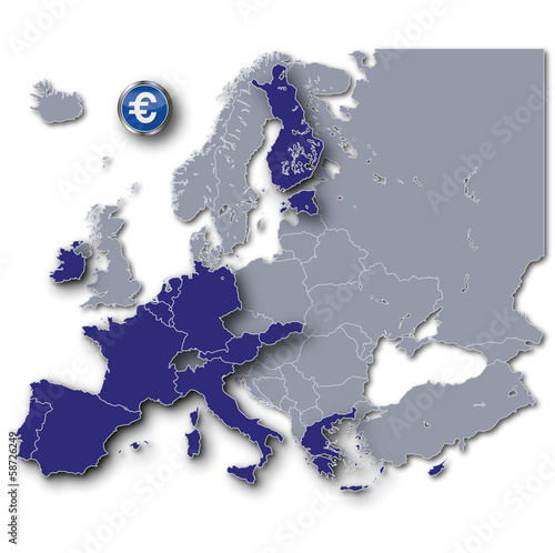Europa und seine Euro Mitglieder