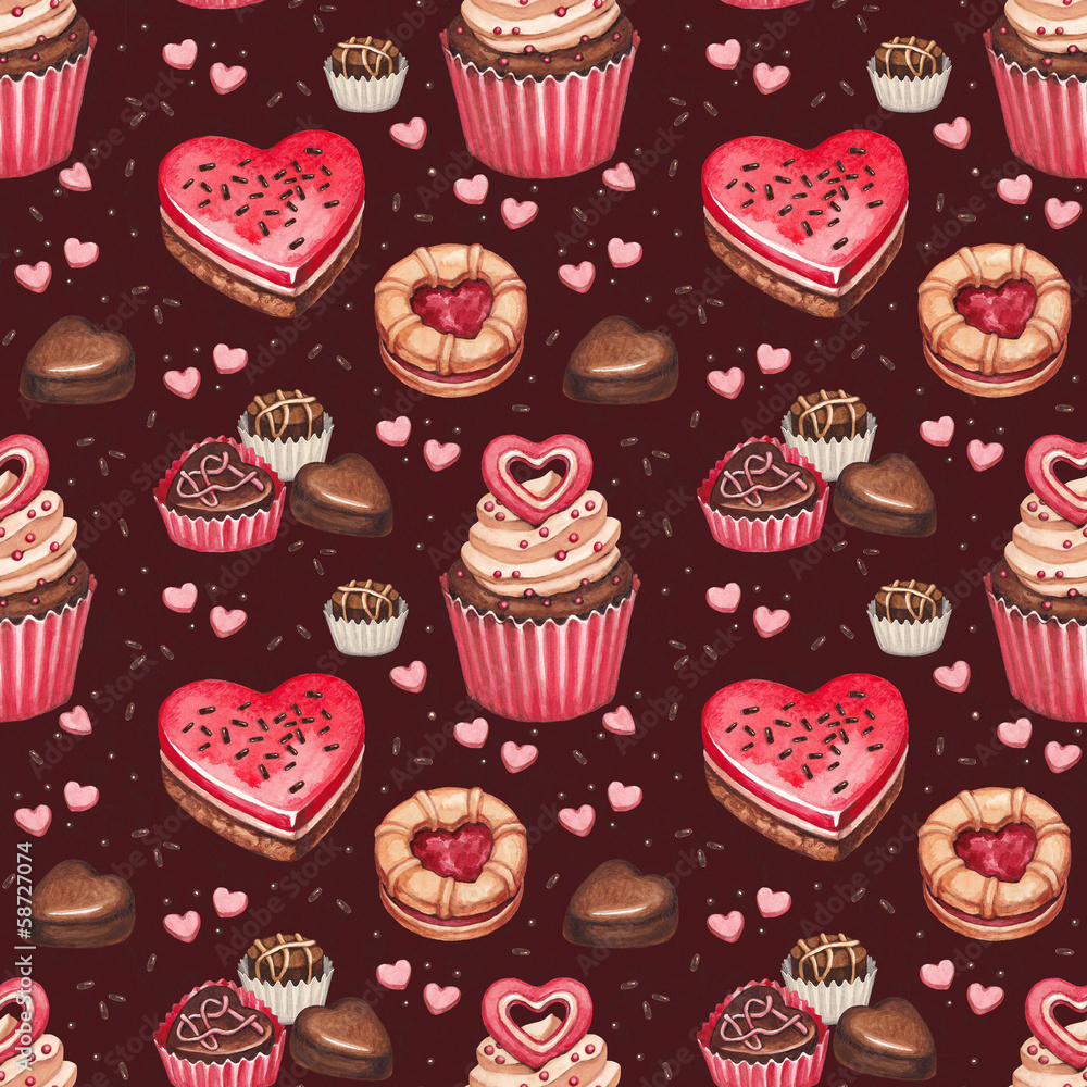 Cookies, cakes and chocolate sweets for valentines day Cookies, cakes and chocolate sweets for valentines day