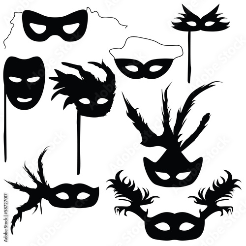 Collection of silhouettes carnival masks