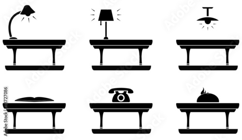 set isolated icon - table icon for living room, food and office
