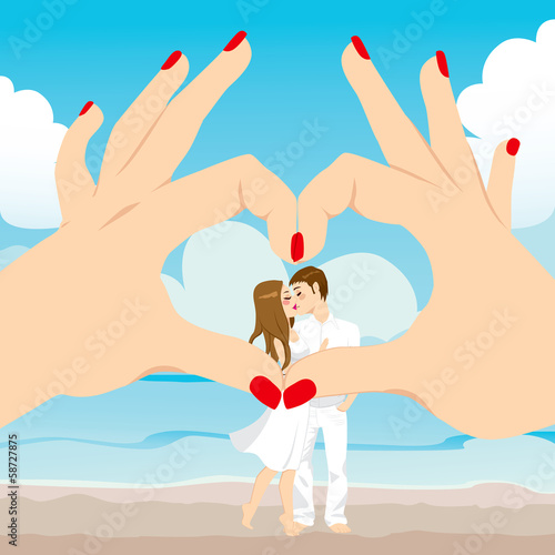 Beach Kiss Love Heart