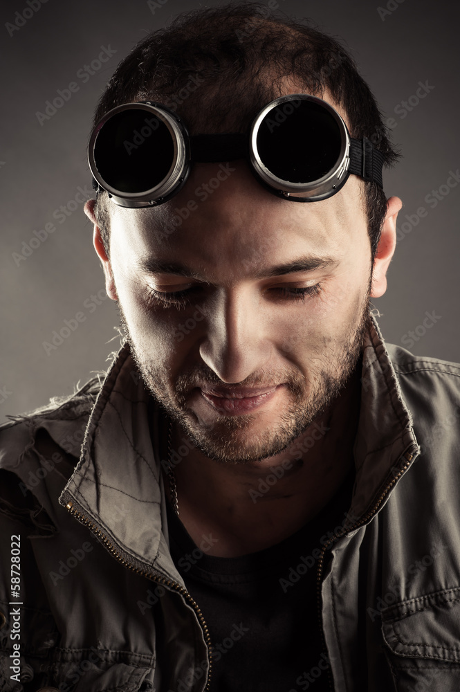 Obraz premium portrait of a nice man in welding goggles