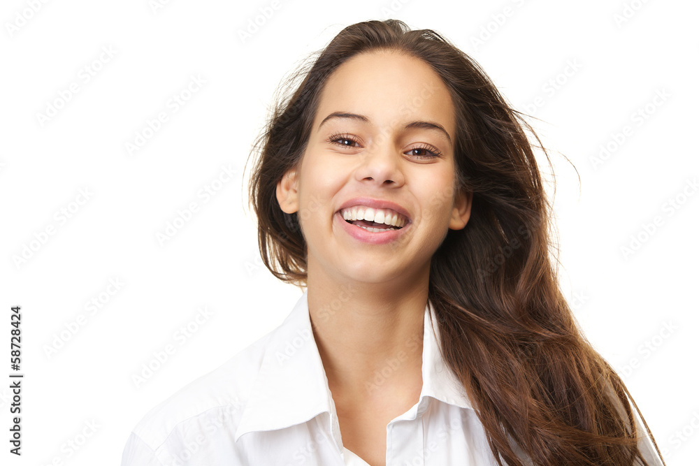 Close up portrait of a pretty woman smiling Close up portrait of a pretty woman smiling