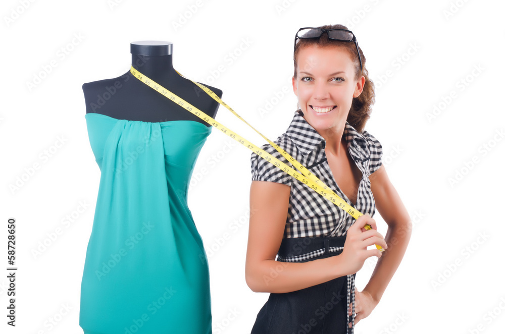 Woman tailor isolated on white