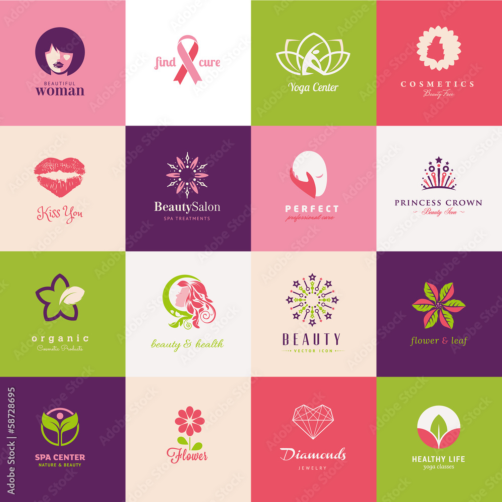 Set of beauty icons Set of beauty icons