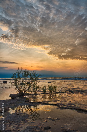 Sunrise from coast of Kelleys Island in Lake Erie.