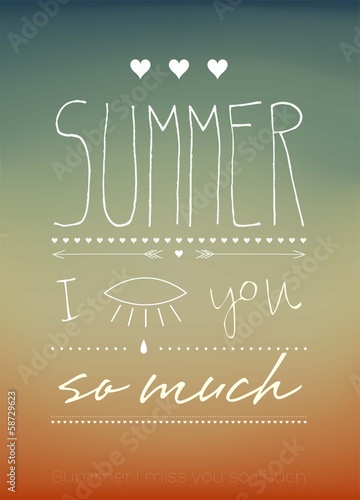 Summer I Miss You So Much Typographical Background