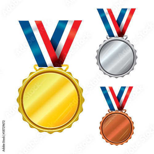 Three medals - gold, silver, bronze