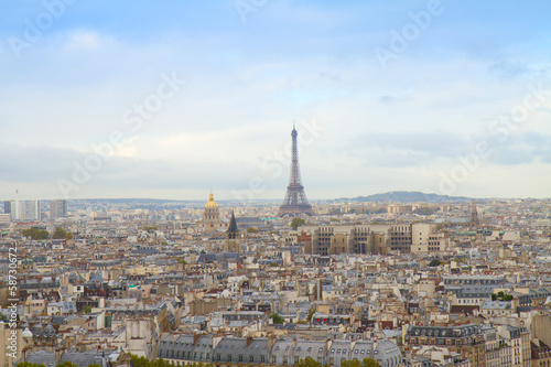 skyline of Paris with eiffel tower