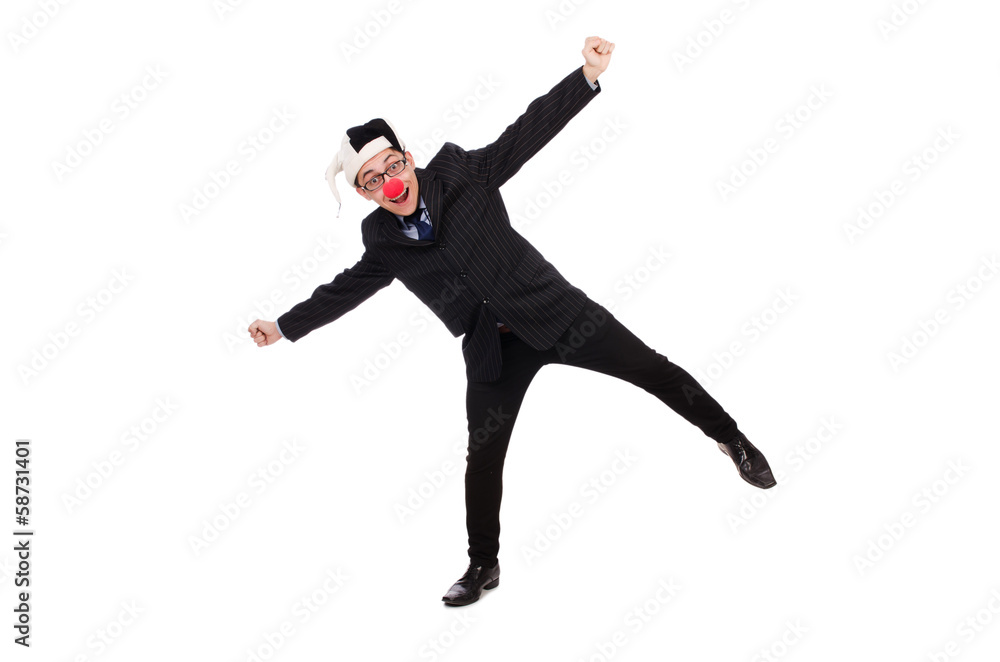 Clown businessman isolated on white Clown businessman isolated on white