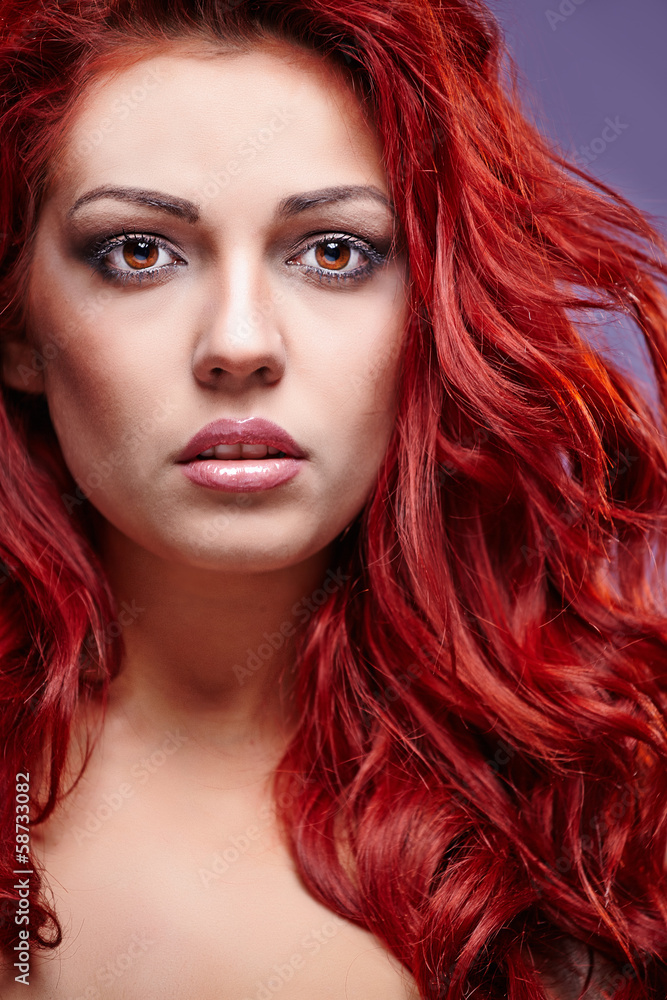 Fototapeta premium Red Hair. Fashion Girl Portrait