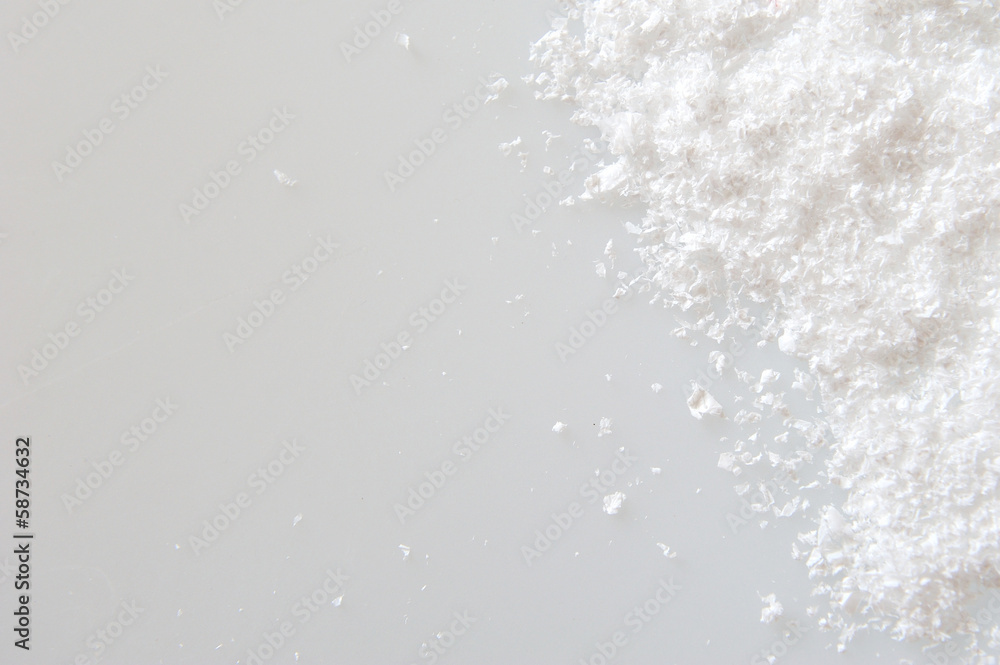 artificial snow on a white background. For Christmas Cards artificial snow on a white background. For Christmas Cards