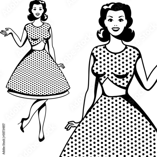 Beautiful retro girl in pop art style.