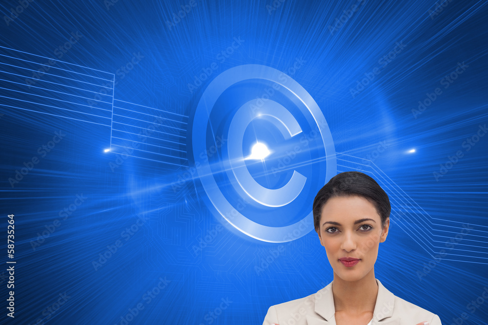 Composite image of charismatic businesswoman with her arms cross Composite image of charismatic businesswoman with her arms cross