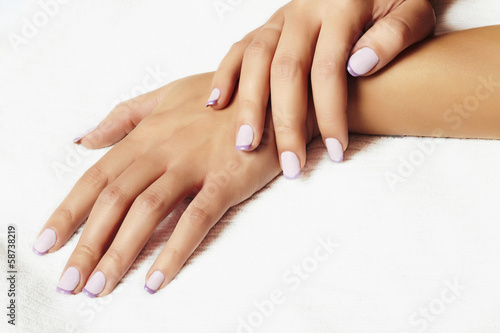 manicure.female hands.in beauty salon.woman.shellac polish