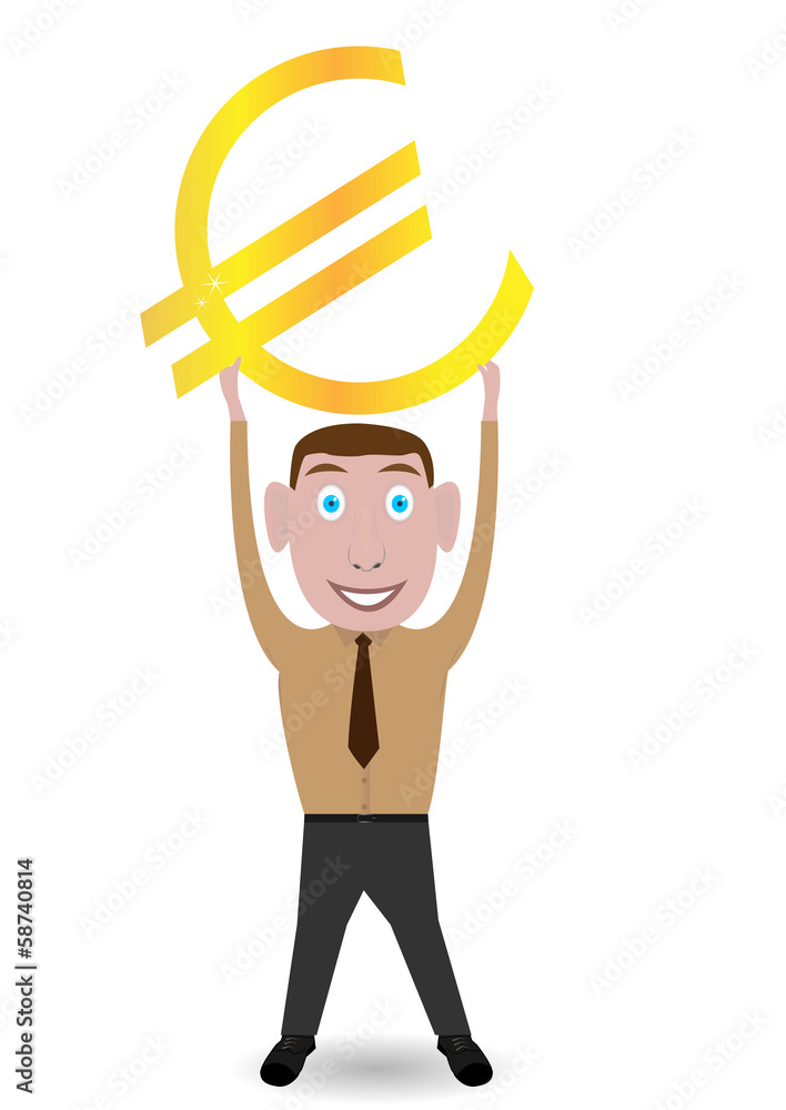 Illustration of man holding euro sign. Vector EPS-8. Illustration of man holding euro sign. Vector EPS-8.