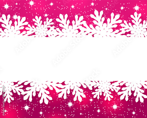 banner with paper snowflakes on a pink background