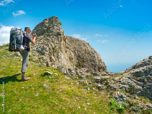 Hiker enjoys landscape