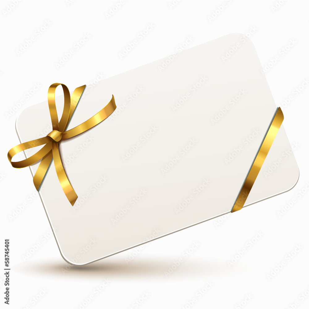 Gutscheinkarte mit goldener Schleife Gutscheinkarte mit goldener Schleife