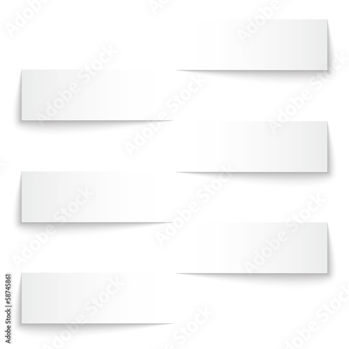 Blank paper banners with shadows background